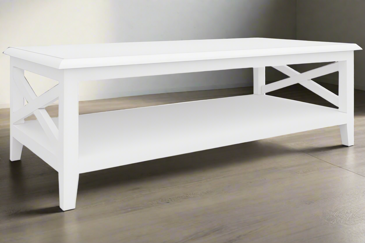 White Hampton Rectangular Coffee Table - White