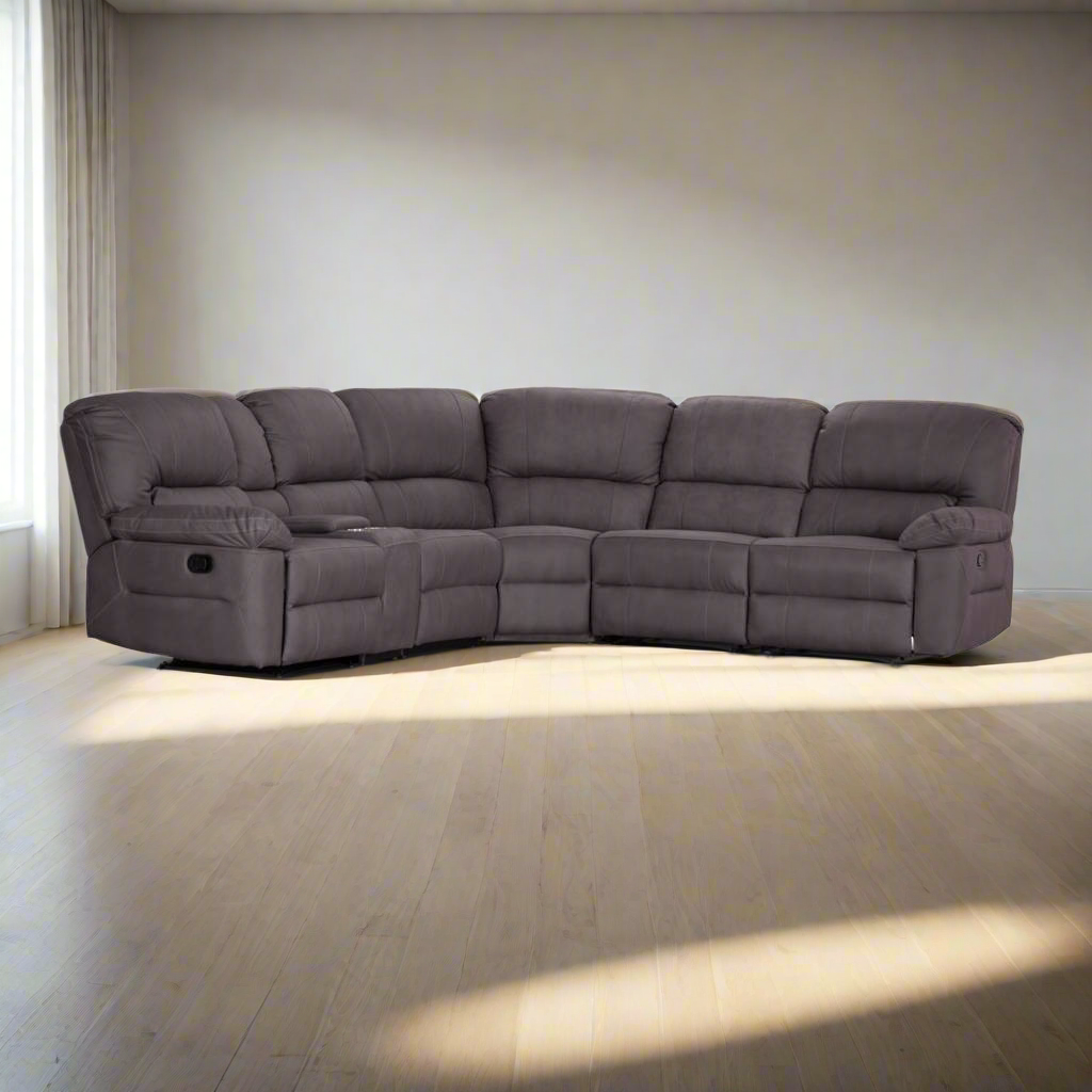 Jersey Corner Modular W/ BOTH End Recliner Lounge-Coffee