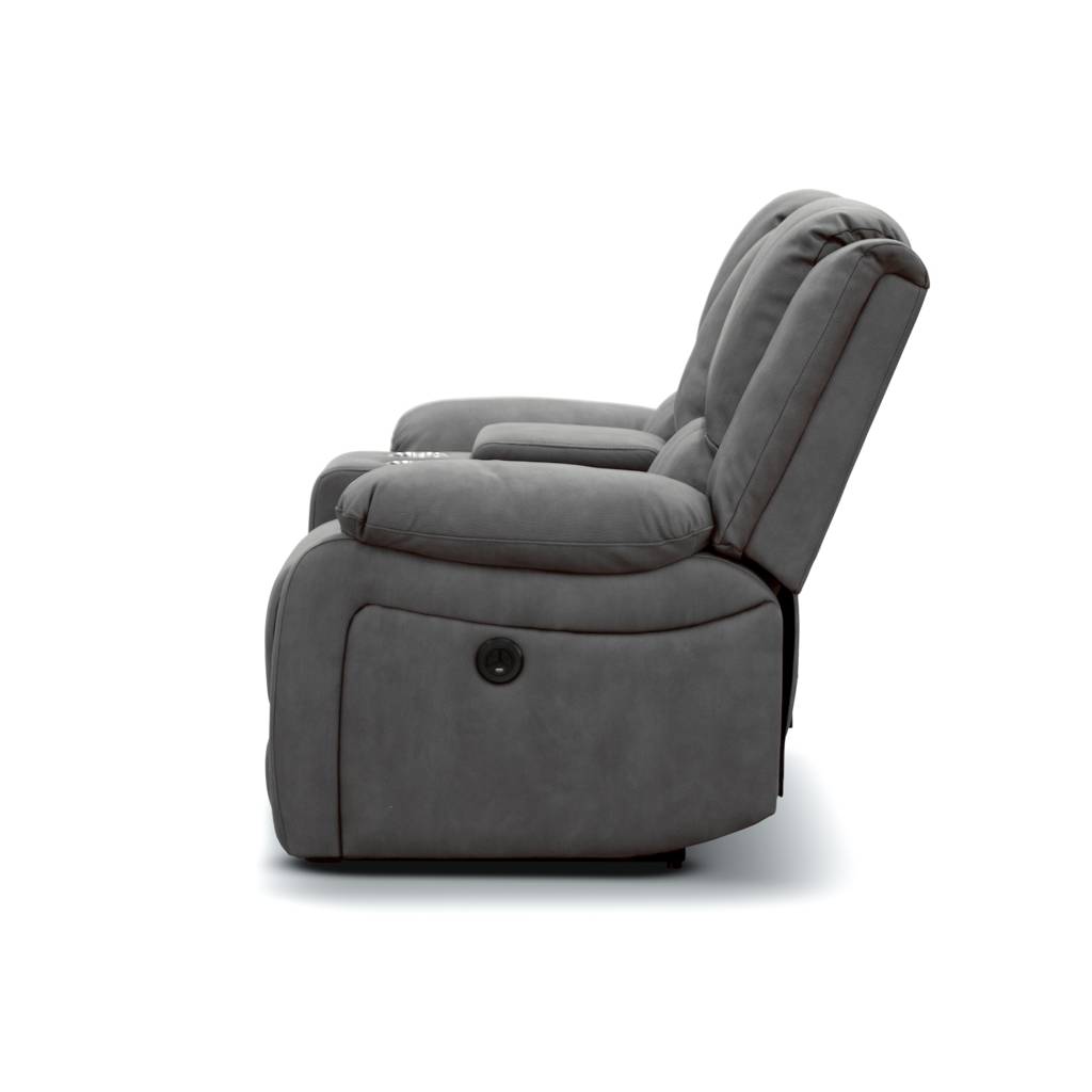 Captain 2 Seater Rhino Suede Fabric Electric Recliner Lounge Latte