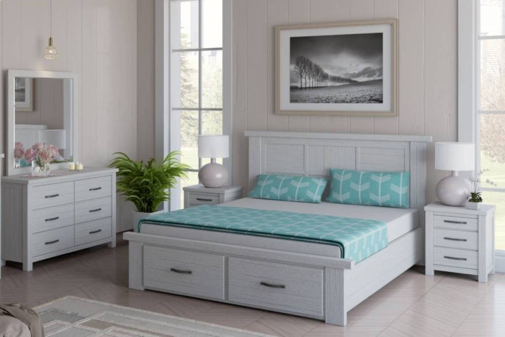 Florida Double Bed- Brushed White
