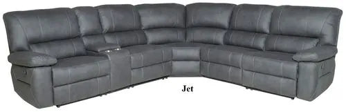 Jersey Corner Modular W/ BOTH End Recliner Lounge-Jet
