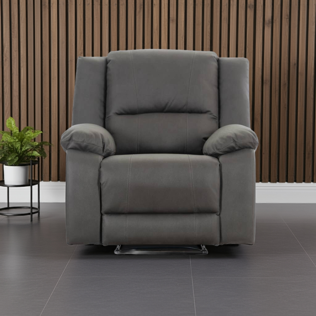 Captain Rhino Suede Fabric Single Electric Recliner Lounge- Jet