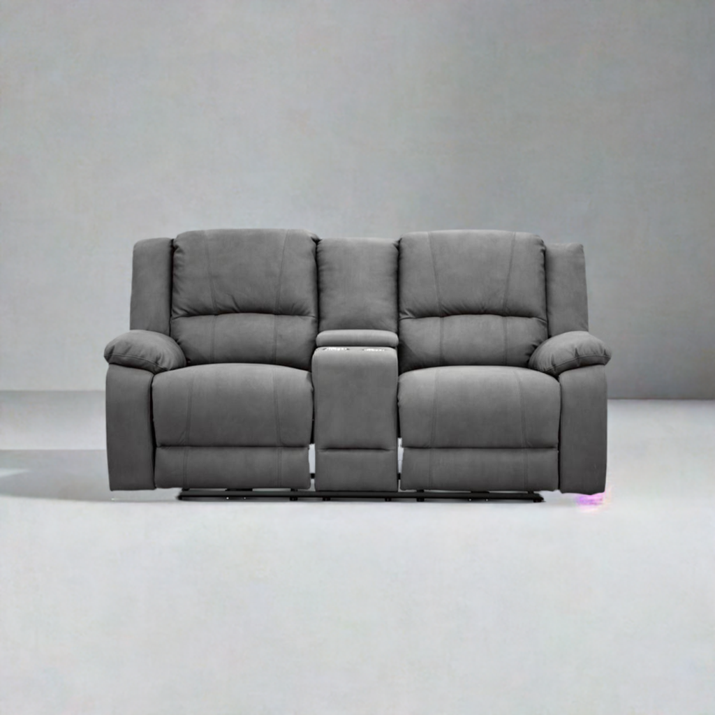 Captain 2 Seater Rhino Suede Fabric Electric Recliner Lounge Latte