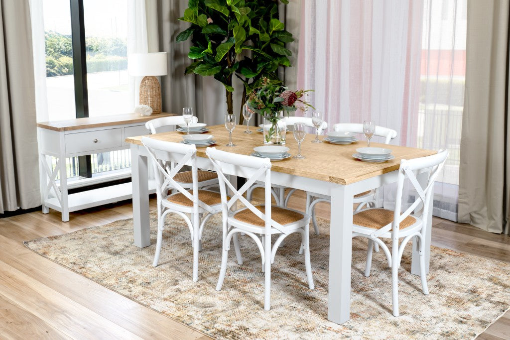Shellvix Collection -Hampton-Inspired with Light Oak Top & White Base