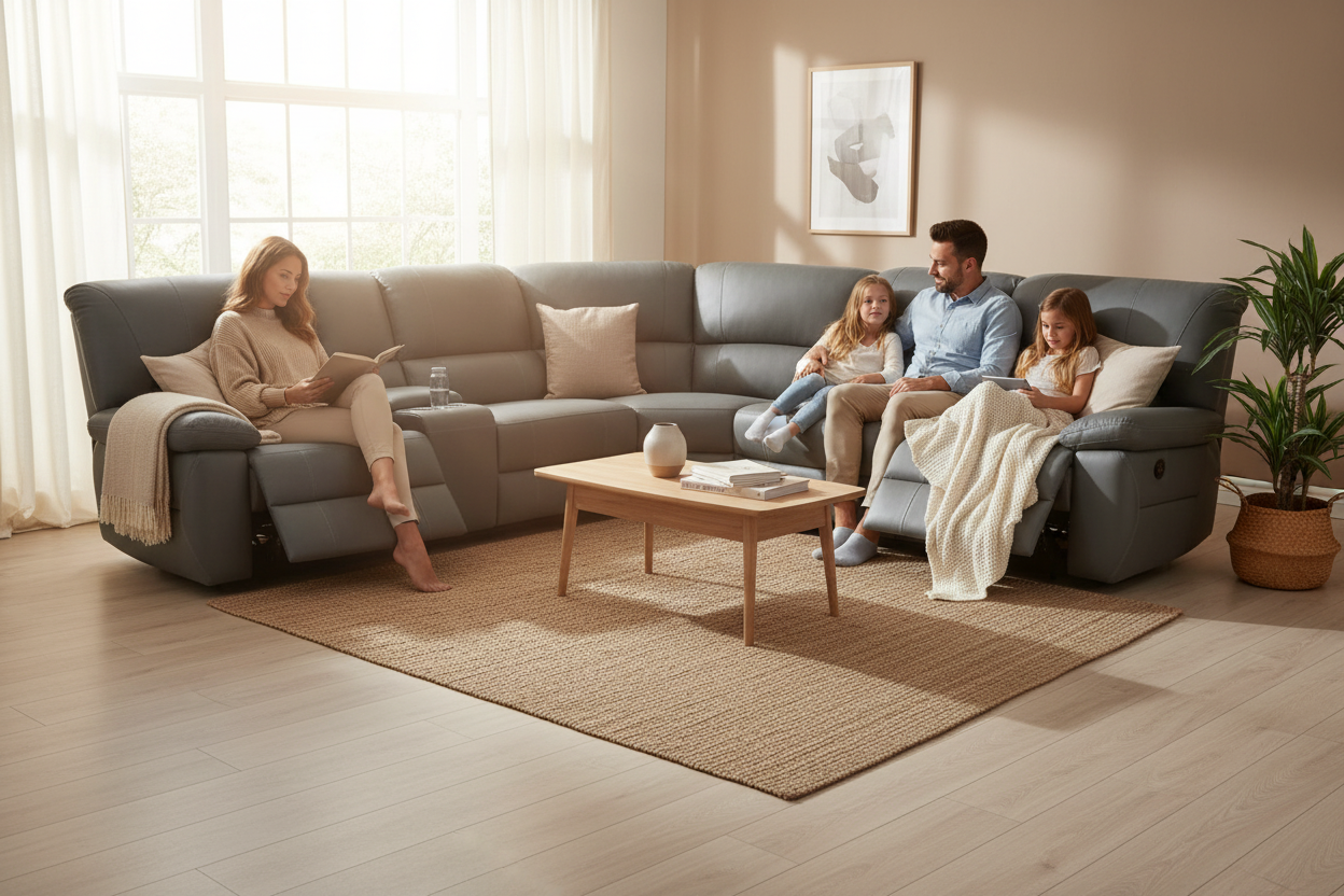 Jersey Corner Modular W/ BOTH End Recliner Lounge-Jet