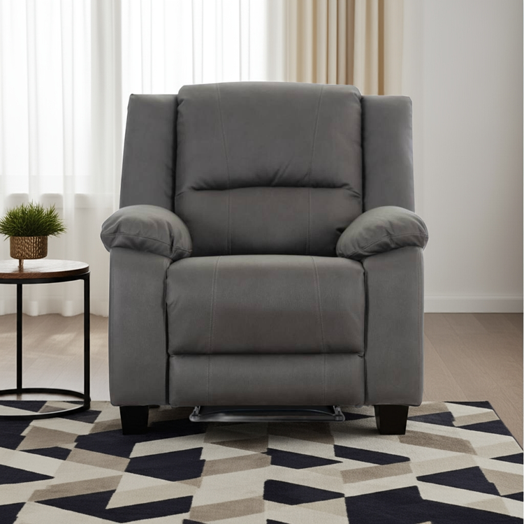 Captvix Single Electric Recliner Lounge Rhino Suede Fabric - Latte