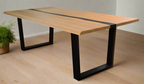 Dorivix Black Resin Natural Timber Dining Table Room Set