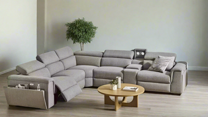 Byron Fabric Powered Modular Recliner Sofa- Light Grey