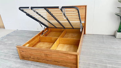 OFFO Atherton Gas Lift Storage King Bed- Natural