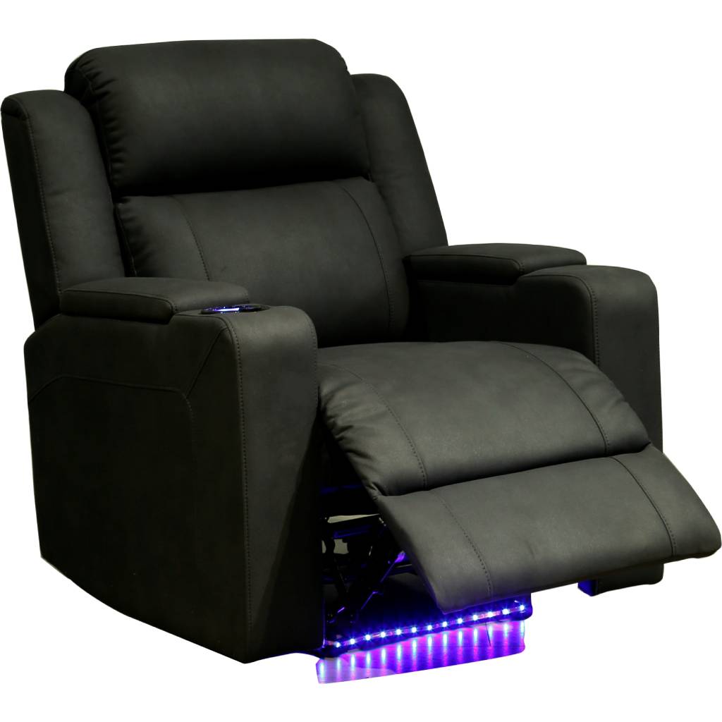 Home Cinema Single Seater Electric Recliner Rhino Suede Fabric Sofa Black