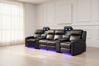 Home Cinema 4 Seater Leather Electric Recliner Sofa Black