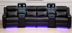 Home Cinema 4 Seater Leather Electric Recliner Sofa Black