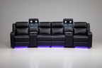 Home Cinema 4 Seater Leather Electric Recliner Sofa Black