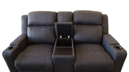 Home Cinema 2 Seater Electric Recliner Rhino Suede Fabric Sofa Grey