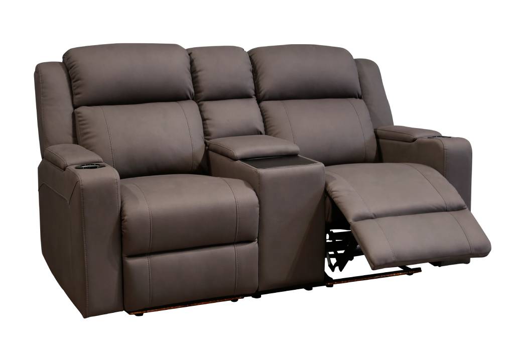 Home Cinema 2 Seater Electric Recliner Rhino Suede Fabric Sofa Grey