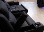 Home Cinema 3 Seater Electric Recliner Rhino Suede Fabric Sofa- Grey