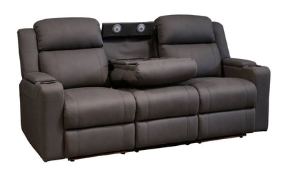 Home Cinema 3 Seater Electric Recliner Rhino Suede Fabric Sofa Grey