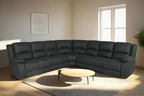 Captvix 7 Seater Corner Modular Rhino Suede Electric Recliner Lounge Jet
