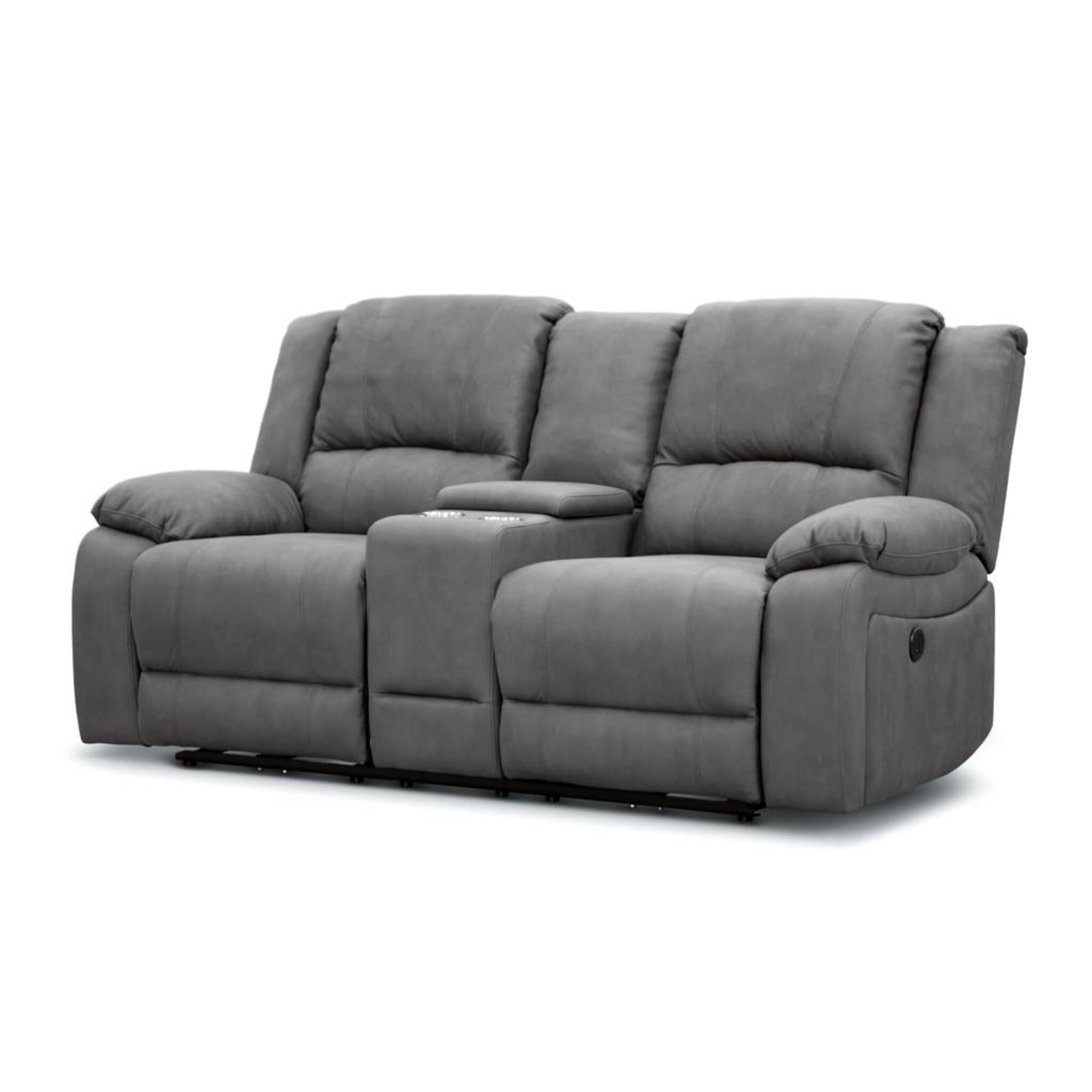 Captain 2 Seater Rhino Suede Fabric Electric Recliner Lounge Latte