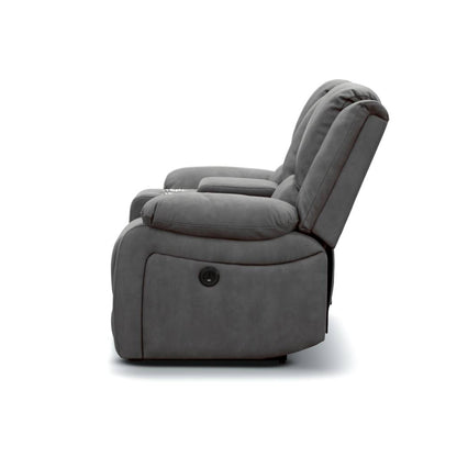 OFFO Captain 2 Seater Rhino Suede Fabric Electric Recliner Lounge Latte