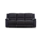 Captvix 3 Seater Lounge with 2 Single Recliner Rhino Fabric Set -Black Onyx