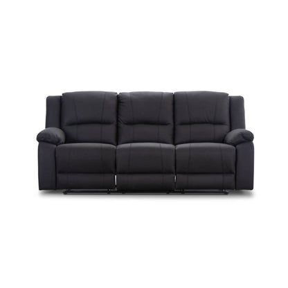 OFFO Captain 3 Seater Lounge with 2 Single Recliner Rhino Fabric Set -Black Onyx