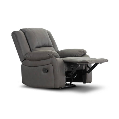 OFFO Captain 3 Seater Lounge with 2 Single Recliner Rhino Suede Set- Latte