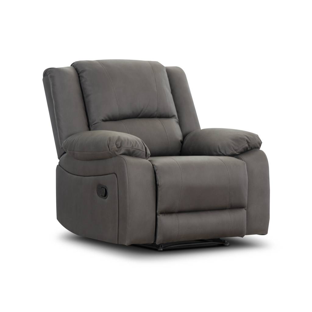 OFFO Captain 3 Seater Lounge with 2 Single Recliner Rhino Suede Set- Latte