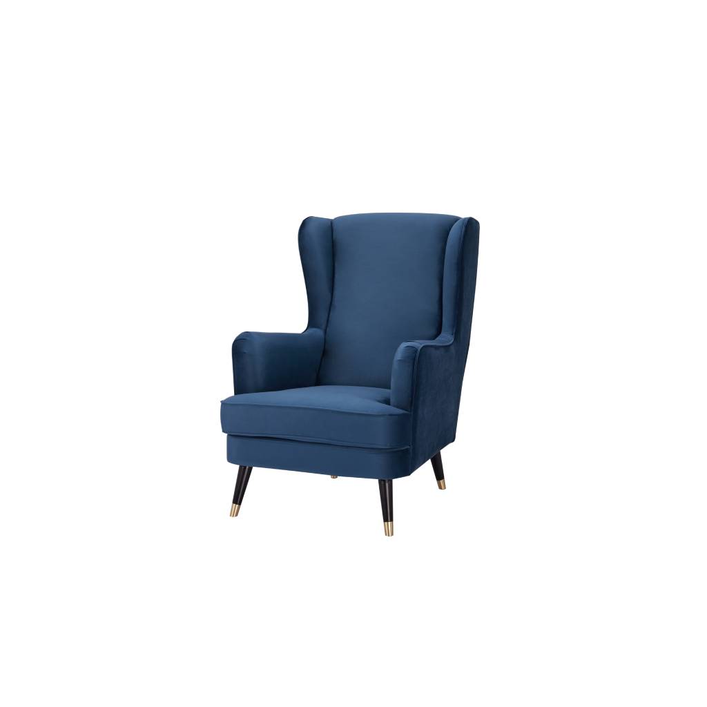 Cooper Wing Arm Chair Luxury Velvet - Navy