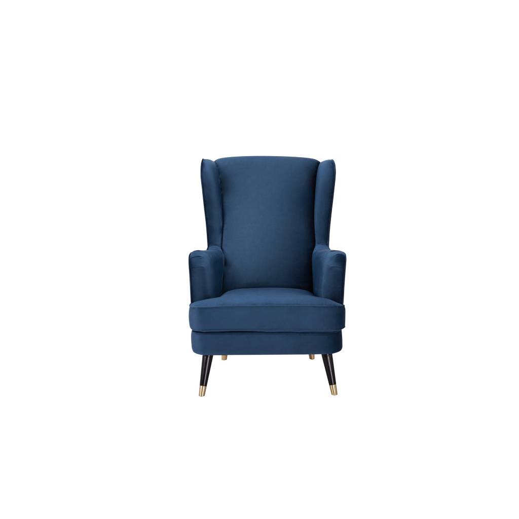 Cooper Wing Arm Chair Luxury Velvet - Navy