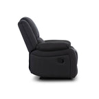 Captvix 3 Seater Lounge with 2 Single Recliner Rhino Fabric Set -Black Onyx