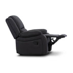 Captvix 3 Seater Lounge with 2 Single Recliner Rhino Fabric Set -Black Onyx