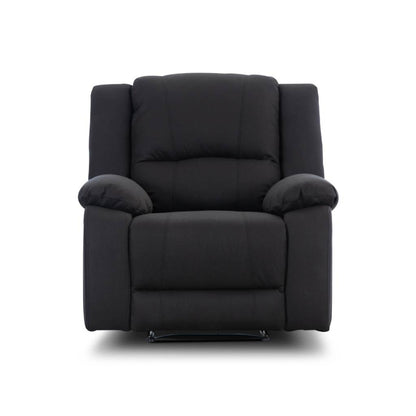 OFFO Captain 3 Seater Lounge with 2 Single Recliner Rhino Fabric Set -Black Onyx