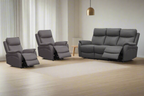 Camdvix Electric Recliner Leather Lounge Set Gunmetal