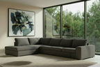 Kristvix Fabric 3 Seater W/LHF Chaise Sofa - Bed Dark Grey (2 PC)