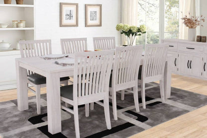 Flora White Brushed Timber 225cm Dining Table