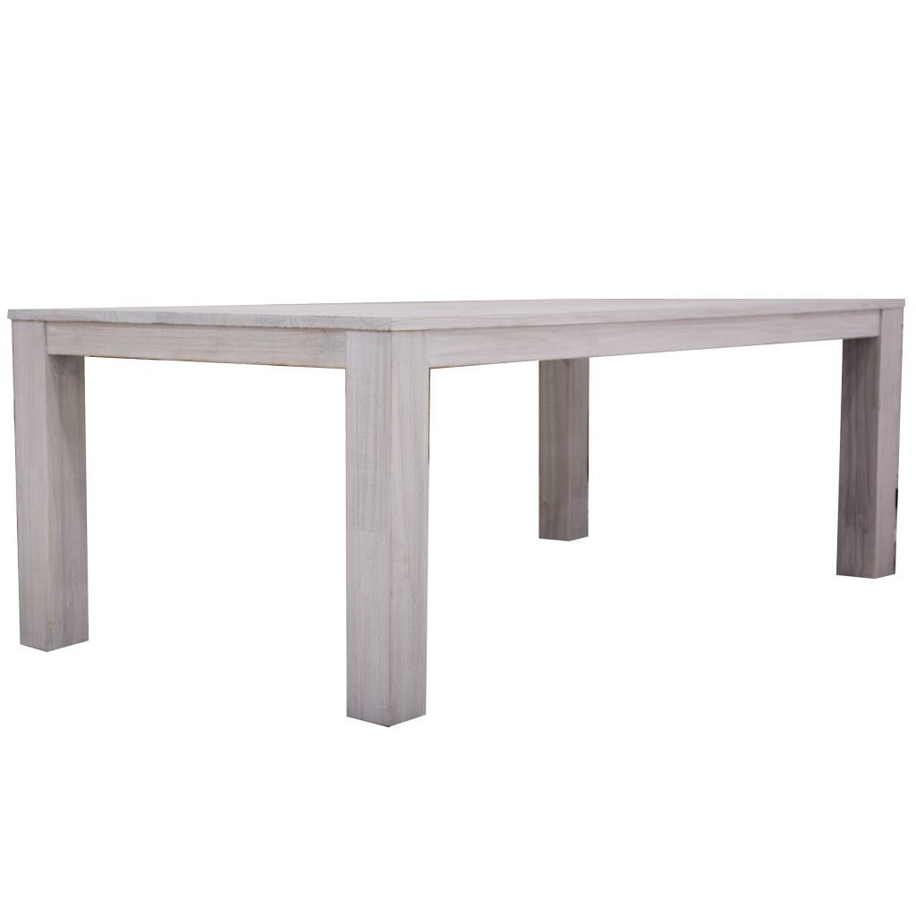 Flora White Brushed Timber 225cm Dining Table