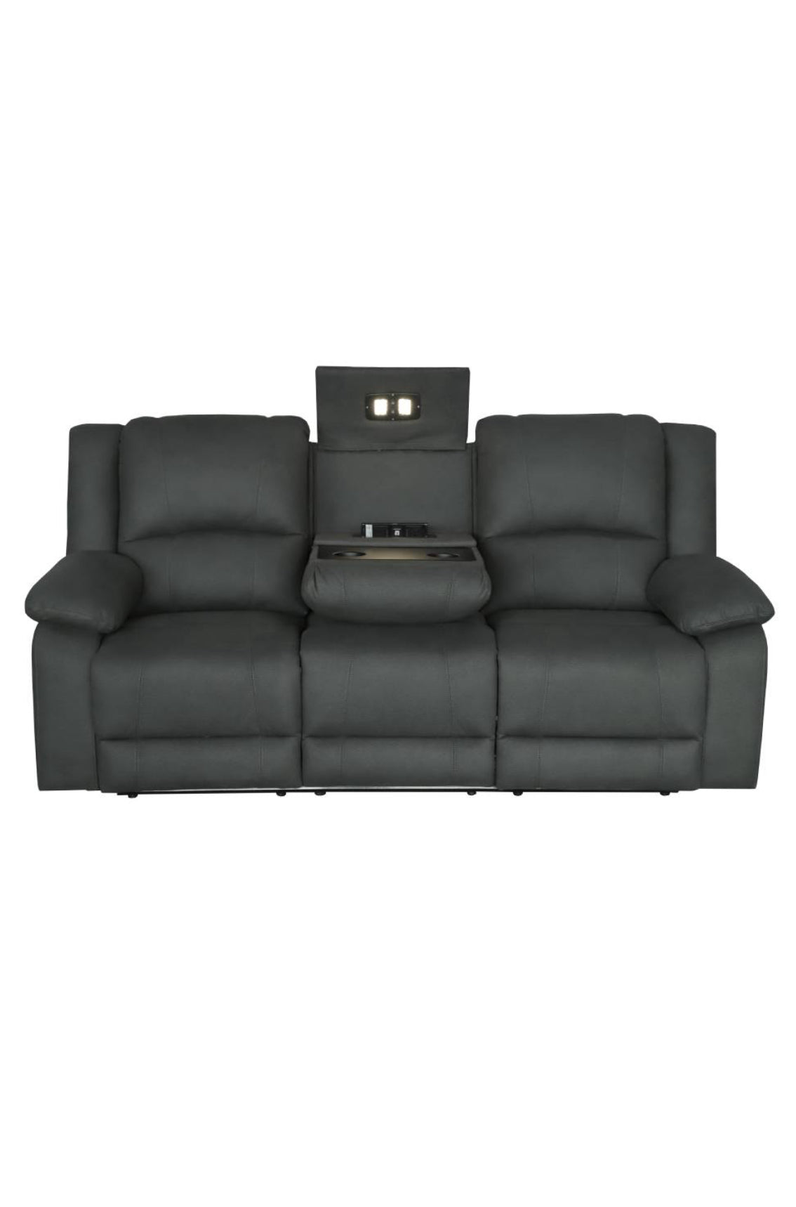 OFFO Captain 3 Seater Rhino Suede Fabric Electric Recliner Lounge Jet