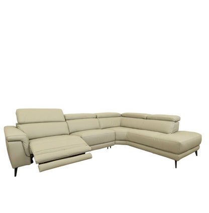 OFFO Harper Leather Modular Lounge with Electric Reclining Action RHF-Sand /Silver