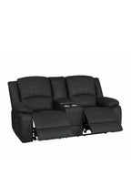 Captvix 2 Seater Rhino Suede Fabric Electric Recliner Lounge Jet