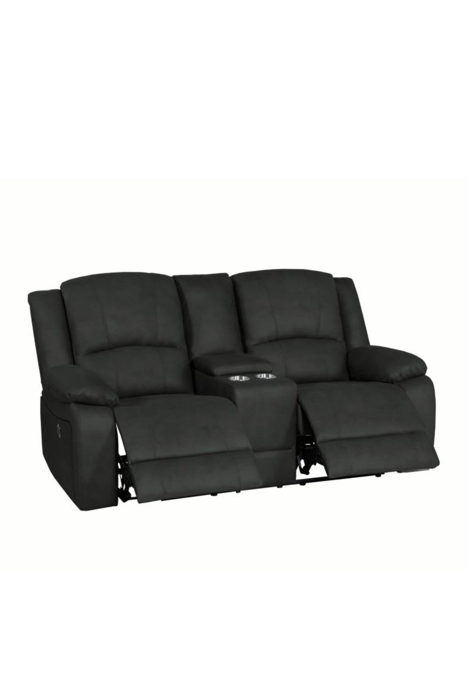 OFFO Captain 2 Seater Rhino Suede Fabric Electric Recliner Lounge Jet