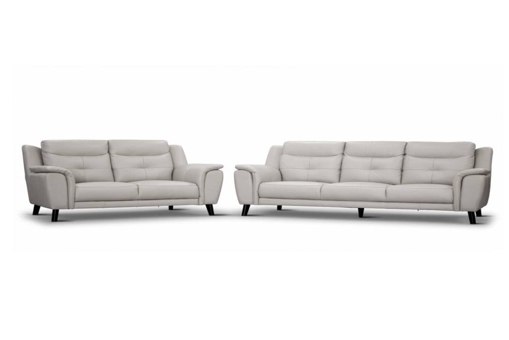 OFFO Georgia 2 Seater Leather Sofa Silver