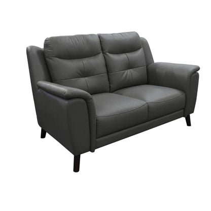 OFFO Georgia 2 Seater Leather Sofa Gunmetal