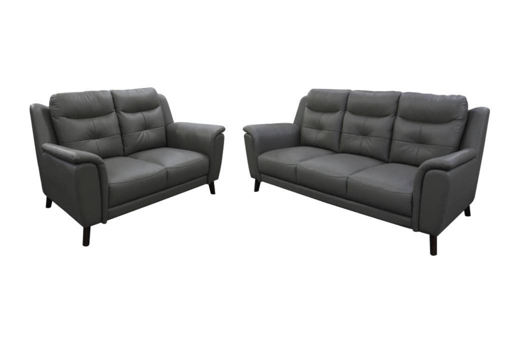 OFFO Georgia 3 Seater Leather Sofa Gunmetal