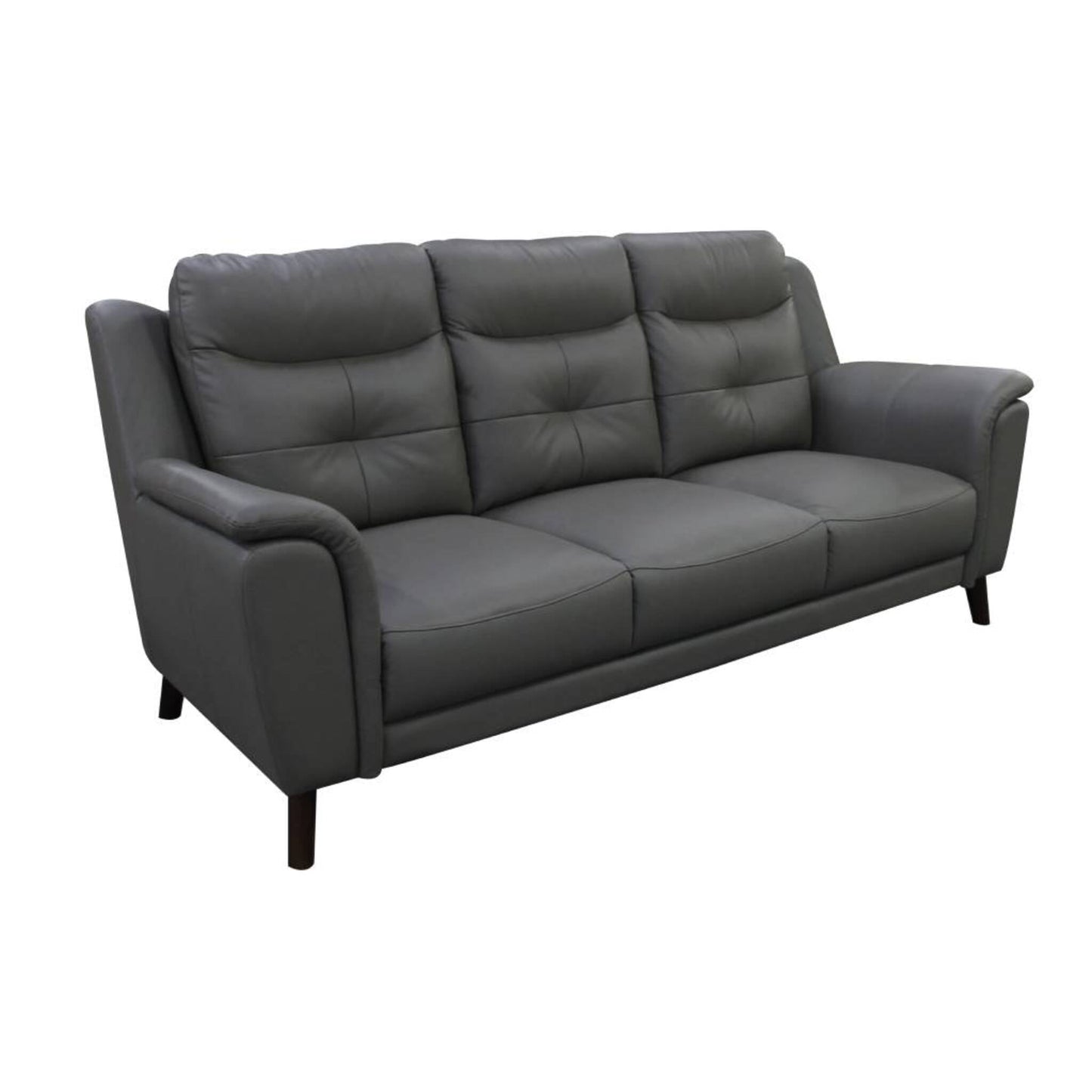 OFFO Georgia 3 Seater Leather Sofa Gunmetal