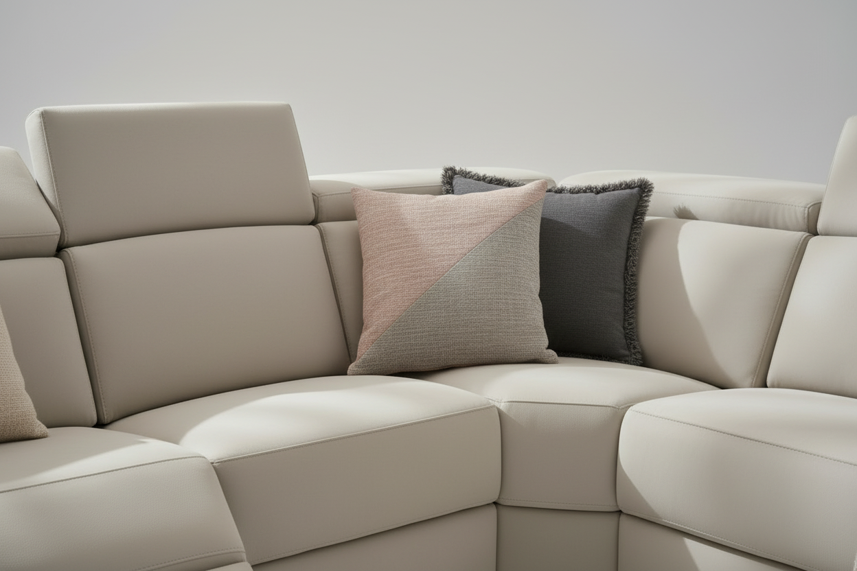 Tripoli Nappa Fabric Modular Corner Lounge W/Electric Recliner-Mist Grey