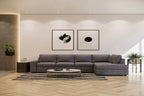 Kristvix Fabric 3 Seater RHF Chaise Sofa Bed-Dark Grey