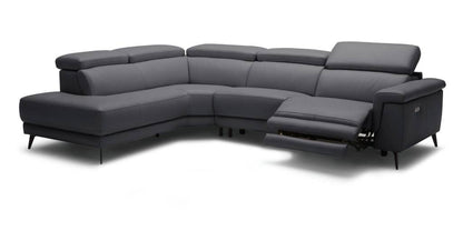 OFFO Harper Leather Modular Lounge with Electric Reclining Action LHF -Black