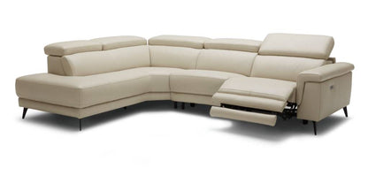 OFFO Harper Leather Modular Lounge with Electric Reclining Action LHF  -Sand /Silver