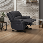 Captvix Single Electric Recliner Rhino Suede Fabric Lounge - Black Onyx